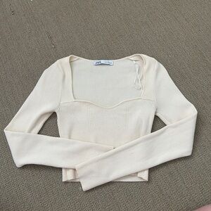 Zara cream cropped sweater